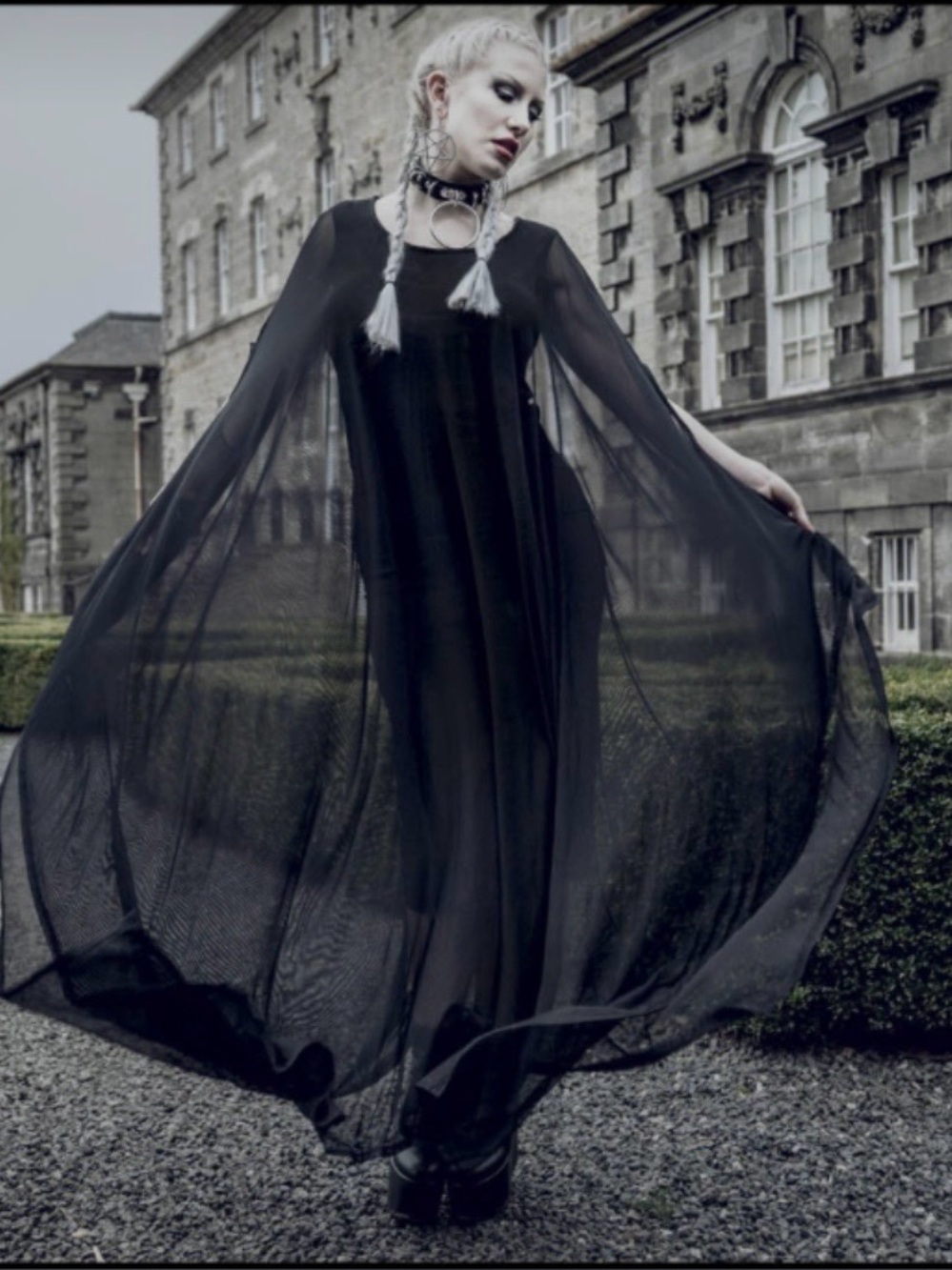 Killstar Black Sheer Mystic Hannah Maxi Dress size XS
